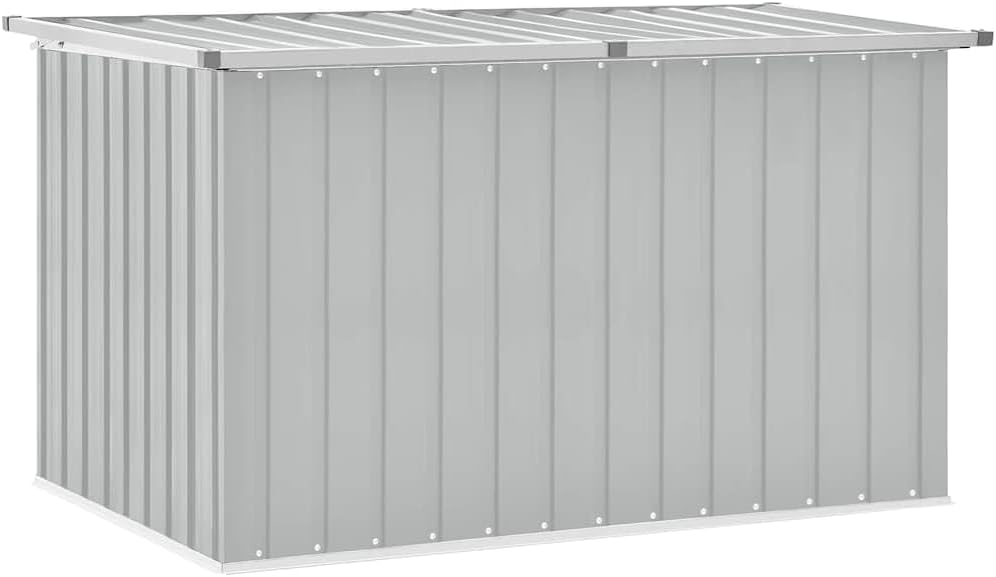 Large Outdoor Storage Box Set, Galvanized Steel & Resin Deck Storage Organizer for Garden Tools, Patio Cushions & Outdoor Equipment