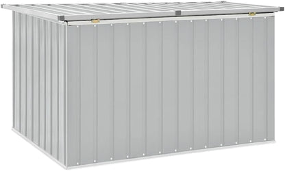 Large Outdoor Storage Box Set, Galvanized Steel & Resin Deck Storage Organizer for Garden Tools, Patio Cushions & Outdoor Equipment
