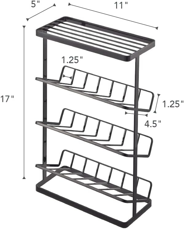 Modern Steel Bathroom Shower Rack Organizer - 17" Wall-Style Bath Caddy Shelf for Shampoo, Soap Dispensers and Bathroom Essentials Storage Solution