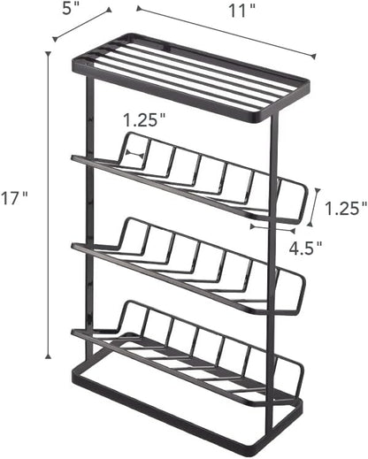 Modern Steel Bathroom Shower Rack Organizer - 17" Wall-Style Bath Caddy Shelf for Shampoo, Soap Dispensers and Bathroom Essentials Storage Solution