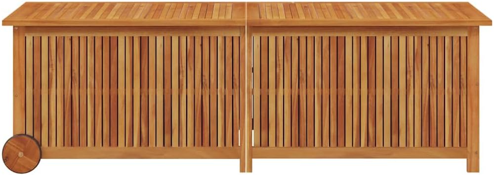 Rustic Acacia Wood Outdoor Storage Box with Wheels, Weather-Resistant Garden Deck Box for Cushions, Tools & Patio Essentials