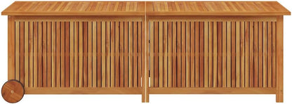 Rustic Acacia Wood Outdoor Storage Box with Wheels, Weather-Resistant Garden Deck Box for Cushions, Tools & Patio Essentials