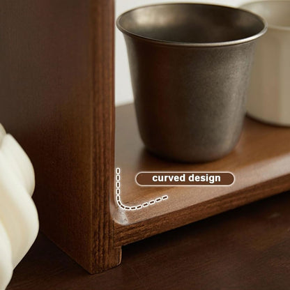 2-Tier Solid Wood Coffee Mug Display Rack - Walnut Finish Countertop Organizer for Kitchen, Coffee Station, Office, Spice Jar Storage Shelf and Cup Holder