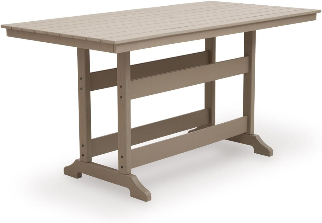 Outdoor Counter Height Dining Table, Weather-Resistant Slatted Patio Table for Garden, Deck & Backyard Entertaining