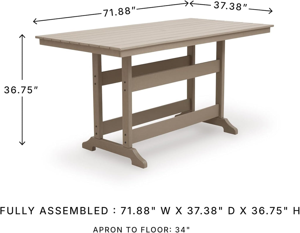 Outdoor Counter Height Dining Table, Weather-Resistant Slatted Patio Table for Garden, Deck & Backyard Entertaining