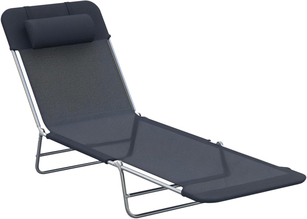 Folding Chaise Lounge Chair with Adjustable Backrest, Outdoor Sun Lounger for Poolside, Beach, Patio, Lawn & Garden Relaxation
