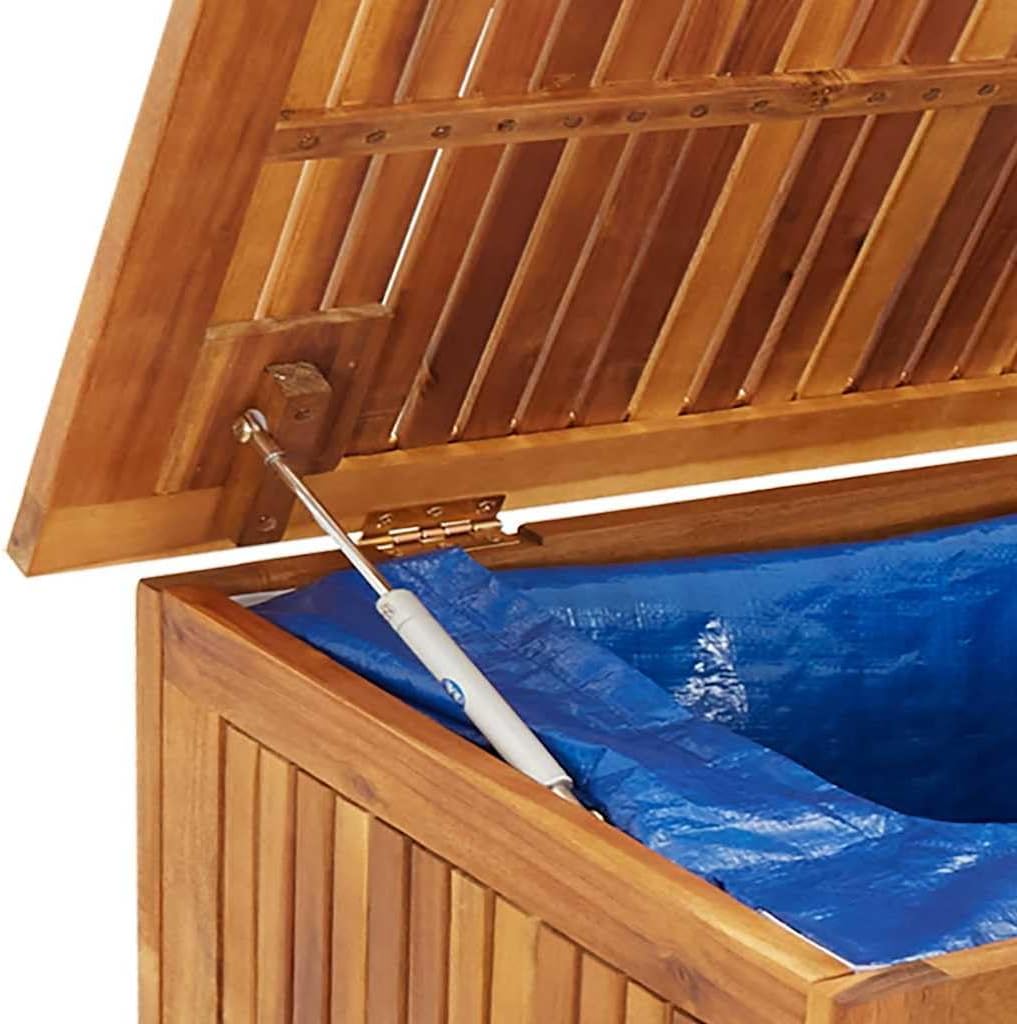 Rustic Acacia Wood Outdoor Storage Box with Wheels, Weather-Resistant Garden Deck Box for Cushions, Tools & Patio Essentials