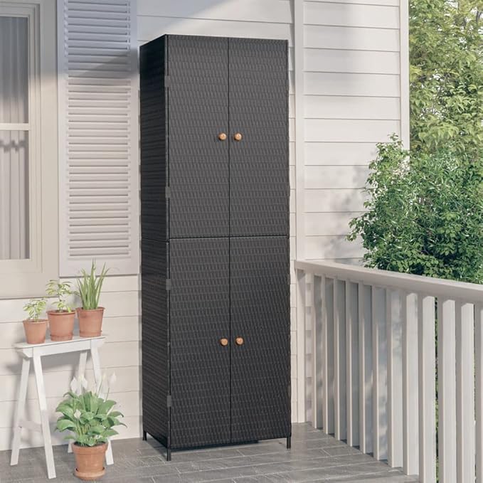 Outdoor Garden Storage Cabinet with Doors and Shelves, Heavy-Duty Metal Tool Organizer Locker for Patio, Garage, Backyard & Outdoor Essentials