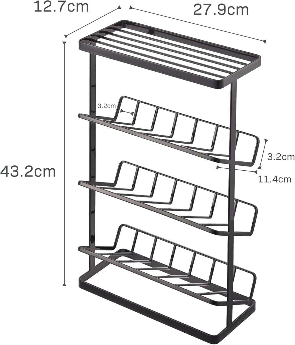 Modern Steel Bathroom Shower Rack Organizer - 17" Wall-Style Bath Caddy Shelf for Shampoo, Soap Dispensers and Bathroom Essentials Storage Solution