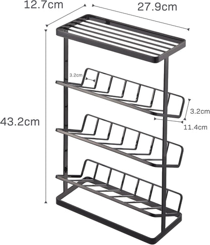 Modern Steel Bathroom Shower Rack Organizer - 17" Wall-Style Bath Caddy Shelf for Shampoo, Soap Dispensers and Bathroom Essentials Storage Solution