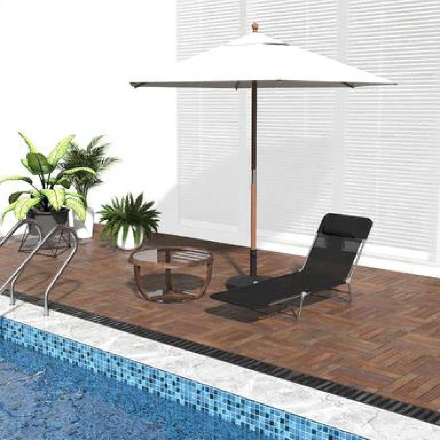 Folding Chaise Lounge Chair with Adjustable Backrest, Outdoor Sun Lounger for Poolside, Beach, Patio, Lawn & Garden Relaxation