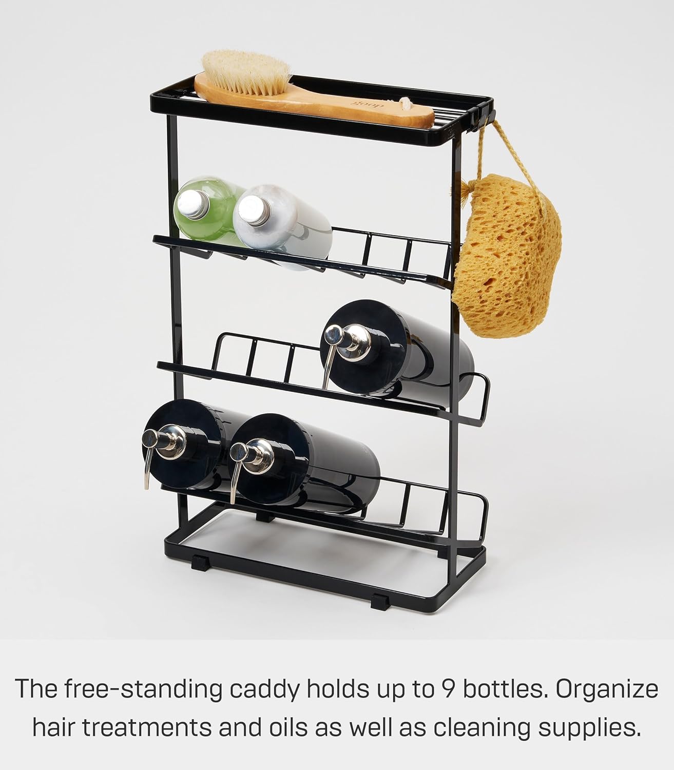 Modern Steel Bathroom Shower Rack Organizer - 17" Wall-Style Bath Caddy Shelf for Shampoo, Soap Dispensers and Bathroom Essentials Storage Solution