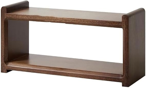 2-Tier Solid Wood Coffee Mug Display Rack - Walnut Finish Countertop Organizer for Kitchen, Coffee Station, Office, Spice Jar Storage Shelf and Cup Holder