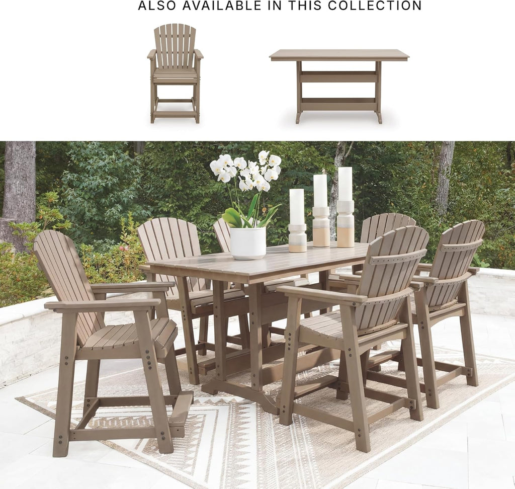 Outdoor Counter Height Dining Table, Weather-Resistant Slatted Patio Table for Garden, Deck & Backyard Entertaining