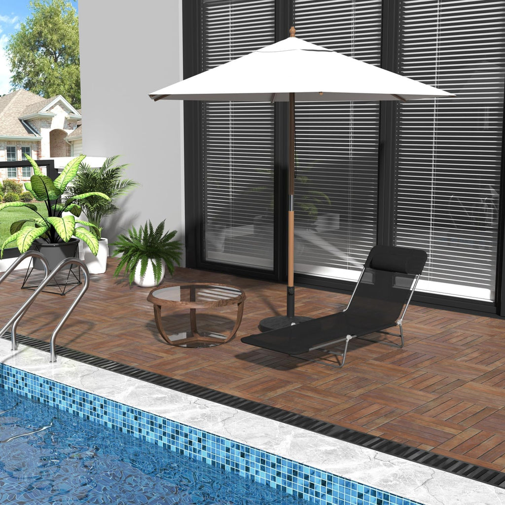 Folding Chaise Lounge Chair with Adjustable Backrest, Outdoor Sun Lounger for Poolside, Beach, Patio, Lawn & Garden Relaxation