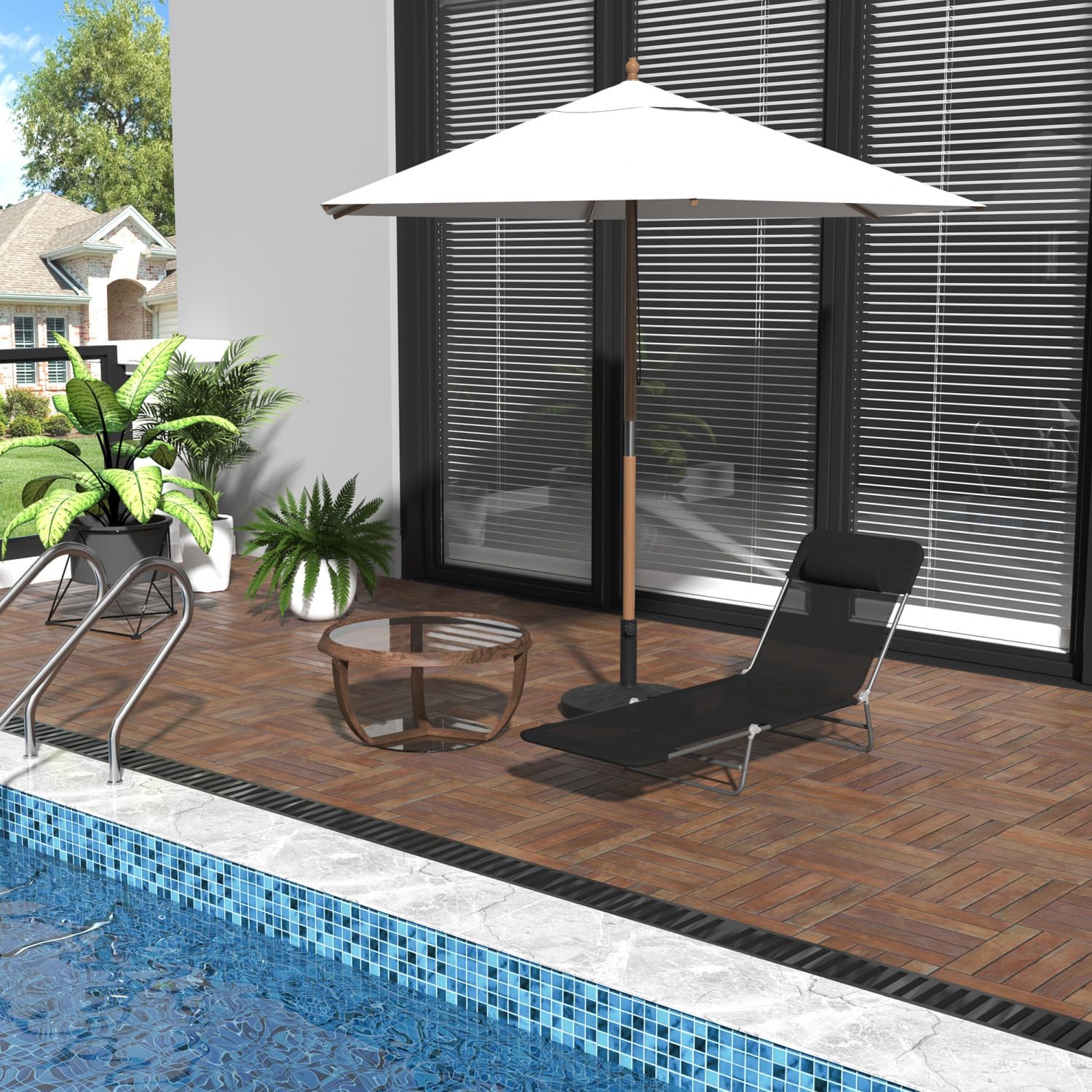 Folding Chaise Lounge Chair with Adjustable Backrest, Outdoor Sun Lounger for Poolside, Beach, Patio, Lawn & Garden Relaxation