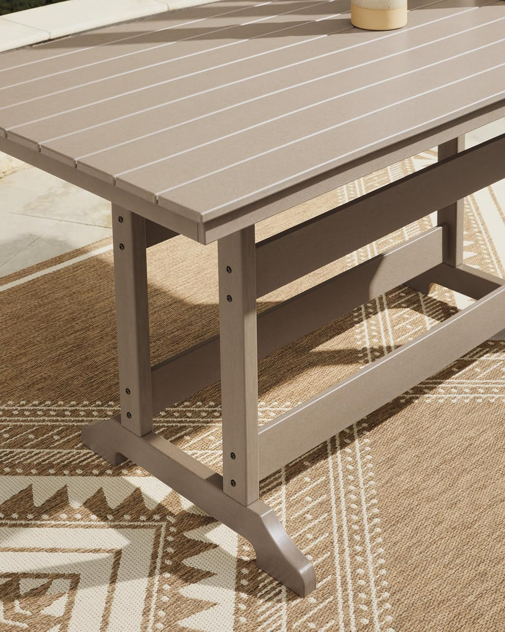 Outdoor Counter Height Dining Table, Weather-Resistant Slatted Patio Table for Garden, Deck & Backyard Entertaining