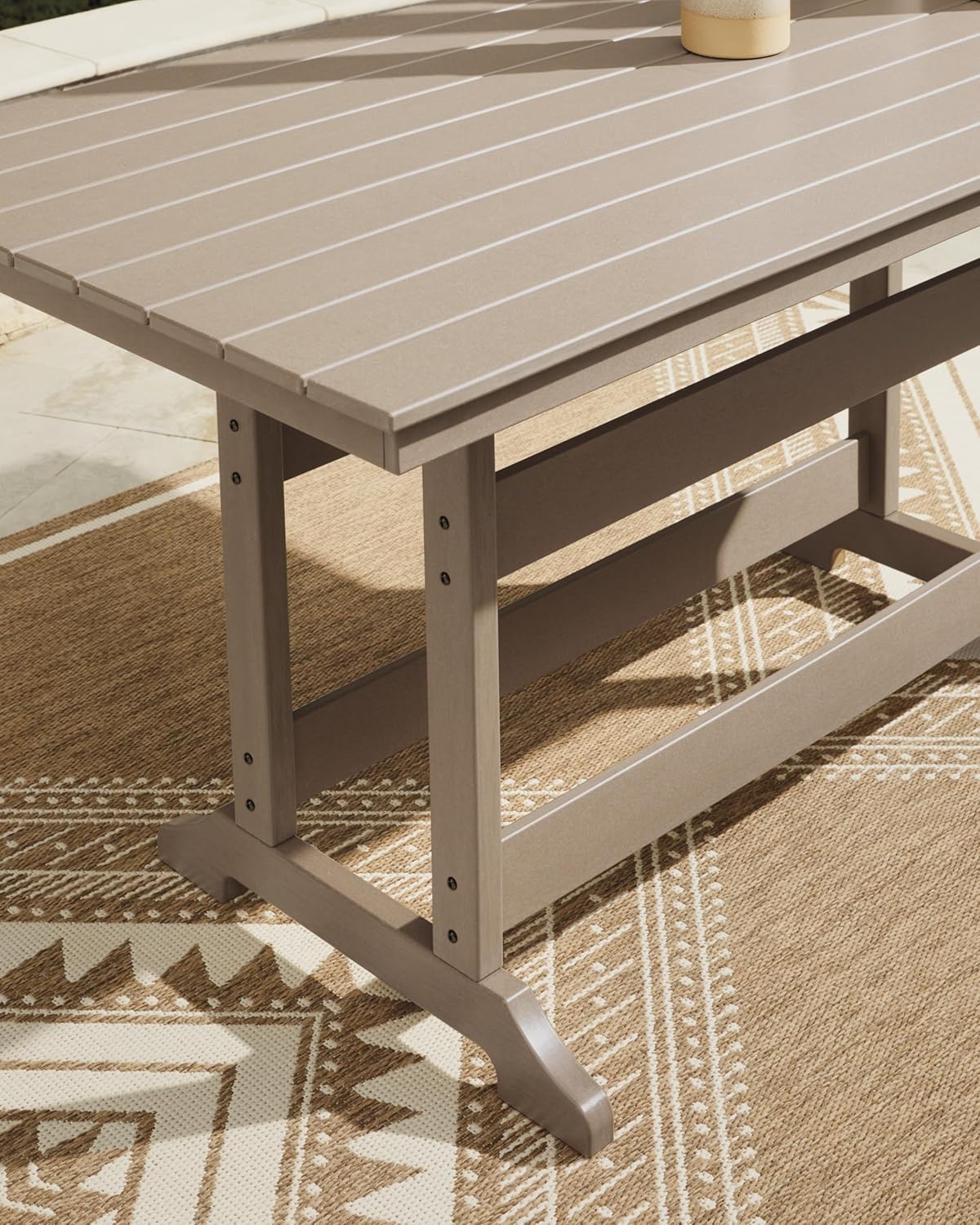 Outdoor Counter Height Dining Table, Weather-Resistant Slatted Patio Table for Garden, Deck & Backyard Entertaining